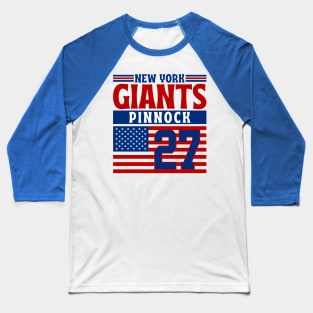 New York Giants Pinnock 27 American Flag Football Baseball T-Shirt